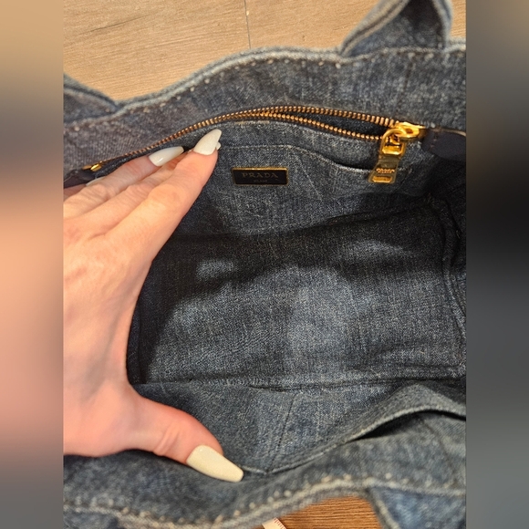 PRADA Blue Denim Mini Canapa Tote Bag + Strap - Picture 15 of 16